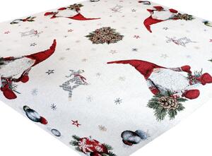 Vianočný gobelínový obrus na stôl Červený škriatok 90x90 cm Chenille IT010