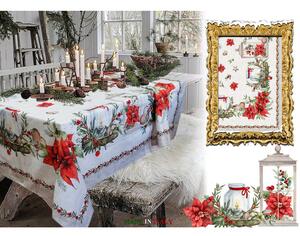 Vianočný obrus Vianočné ruže digitálna potlač 140x180 cm Made in Italy