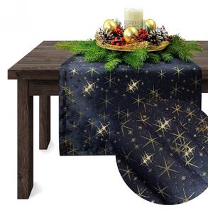 Sviatočný behúň na stôl čierny Hviezdy