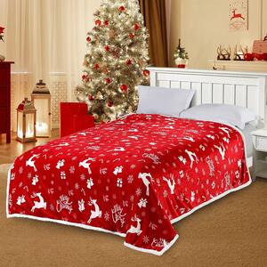 Vianočná červená baránková deka z mikroplyšu CANDY BELLS Rozmer: 160 x 200 cm