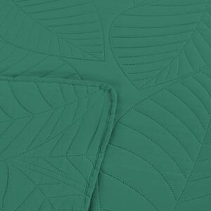Zelený prehoz na posteľ so vzorom LEAVES Rozmer: 200 x 220 cm