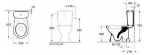 GUSTAVSBERG SAVAL WC misa kombi 36x68cm spodný odpoad biela 7G040101