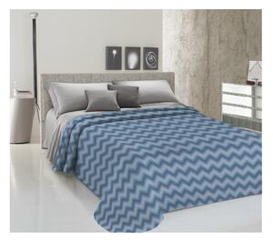 Prikrývka na posteľ Piquet Zig-zag modrá