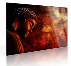 Sklenený obraz - Budha v červených tónoch (70x50 cm)