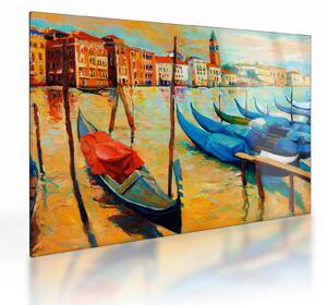 Sklenený obraz - Prístav v Benátkach (70x50 cm)