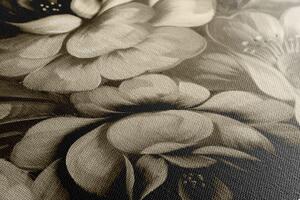 Obraz impresionistický svet kvetín v sépiovom prevedení