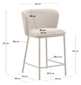 MUZZA Barová stolička arun 65 cm chenille béžová
