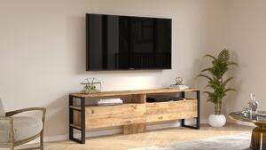 TV stolík MILI 19, farba borovica + čierny kov