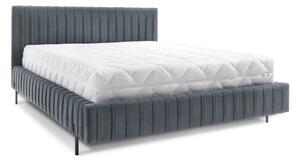 Modrá čalúnená dvojlôžková posteľ s úložným priestorom s roštom 140x200 cm Plissa – ELTAP