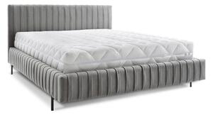 Sivá čalúnená dvojlôžková posteľ s úložným priestorom s roštom 160x200 cm Plissa – ELTAP