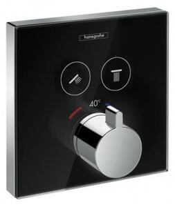 Hansgrohe ShowerSelect Glass termostatická batéria pre 2 spotrebiče k telesu pod omietku čierna/chróm, 15738600