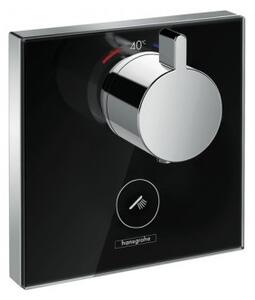 Hansgrohe ShowerSelect Glass termostatická batéria Highflow pod omietku pre 1 spotrebič a 1 výtok čierna/chróm, 15735600