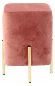 ROGU SUPPLIES zamatová taburetka v tvare kocky v ružovéj farbe