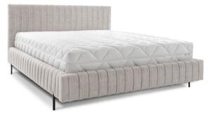 Béžová čalúnená dvojlôžková posteľ s úložným priestorom s roštom 140x200 cm Plissa – ELTAP