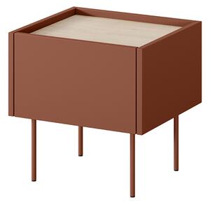 Nočný stolík so zásuvkou Desin 45 - ceramic red / Dub nagano