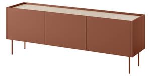 TV stolík Desin 170 cm s 2 ukrytými zásuvkami - ceramic red / dub nagano