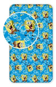 Modrá napínacia bavlnená detská plachta 90x200 cm Sponge Bob "Blue" – Jerry Fabrics