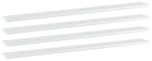 Prídavné police 4 ks, lesklé biele 100x10x1,5 cm, drevotrieska