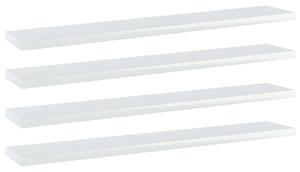 Prídavné police 4 ks, lesklé biele 60x10x1,5 cm, drevotrieska