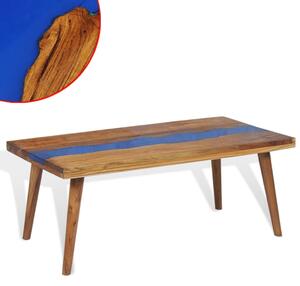 Konferenčný stolík z teakového dreva a živice, 100x50x40 cm