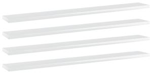 Prídavné police 4 ks, lesklé biele 80x10x1,5 cm, drevotrieska