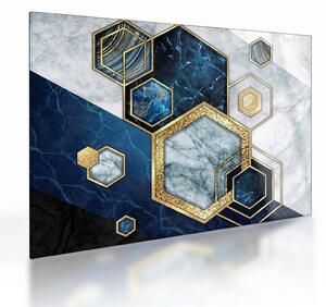Sklenený obraz - Mramorové hexagóny (70x50 cm)
