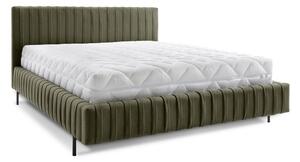 Zelená čalúnená dvojlôžková posteľ s úložným priestorom s roštom 160x200 cm Plissa – ELTAP