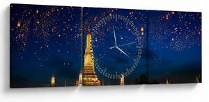 Obraz - Lampióny šťastia, Bangkok (s hodinami) (90x30 cm)