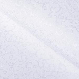 Teflónová látka na obrusy TF-078 Ornamenty - studená biela - šírka 160 cm
