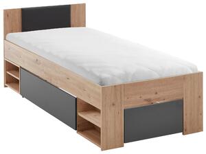POSTEĽ S ÚLOŽNÝM PRIESTOROM, 90/200 cm, grafitová, dub artisan Carryhome - Online Only zostavy, Online Only