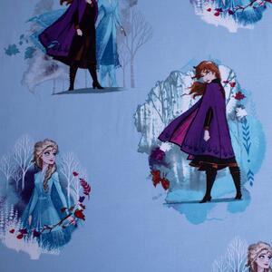 Jerry Fabrics Bavlnené napínacie prestieradlo 90x200 + 25 cm - Frozen 2 "Blue Leaves"