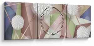 Obraz - 3D Abstrakcia v pastelových farbách (s hodinami) (90x30 cm)