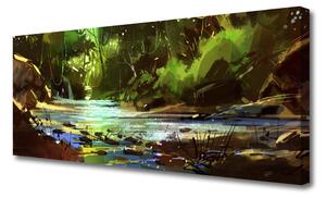 Obraz na plátne Les jazero kamene príroda 125x50 cm