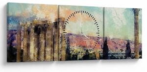 Obraz - Akropolis, Atény, Grécko (s hodinami) (90x30 cm)