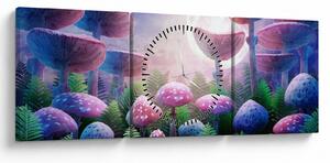 Obraz - Huby pri splne, grafika (s hodinami) (90x30 cm)