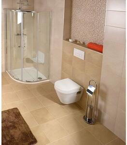 AQUALINE SB131 Samba stojan s podstavcom, WC štetkou a držiakom toaletného papieru, strieborná