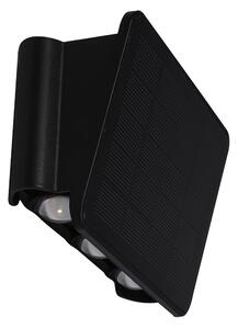 Exteriérové solárne nástenné LED svietidlo Alf2, 1x LED 2w, čierna