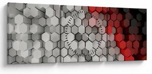 Obraz - 3D hexagóny (s hodinami) (90x30 cm)