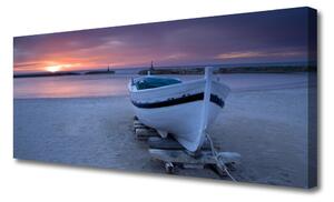 Obraz Canvas Loďka pláž slnko krajina 125x50 cm