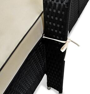 Luxusné polohovacie lehátko s kolieskom čierne-krémové podušky