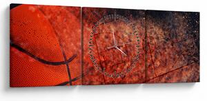 Obraz - Basketbalová lopta (s hodinami) (90x30 cm)