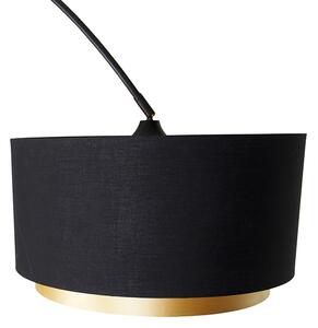 Moderná oblúková lampa čierna s duo tienidlom čierna so zlatou - XXL