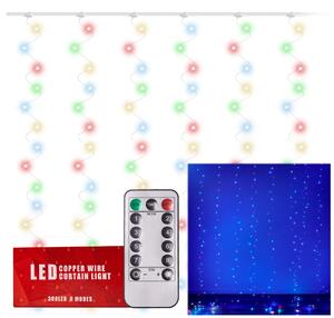 IKO Vianočné svetielka 300 LED, 3x3m – viacfarebné