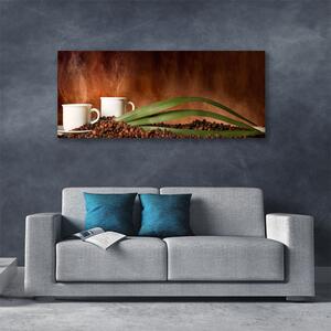 Obraz na plátne Šálky káva zrnká kuchyňa 125x50 cm