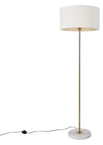 Moderná stojaca lampa mosadzná s tienidlom biela 50cm - Kaso