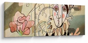 Obraz - Kubizmus - harlequin and rose (s hodinami) (90x30 cm)