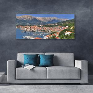 Obraz na plátne Mesto hora more krajina 125x50 cm