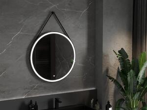 Mexen Reni, LED kúpeľňové zrkadlo s podsvietením 80x80 cm, 6000K, čierny rám, ochrana proti zahmlievaniu, 9812-080-080-611-70