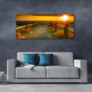 Obraz na plátne Západ slnka architektúra 125x50 cm