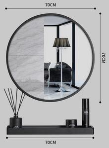 PreHouse Zrkadlo s poličkou 70 cm, čierne